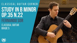 Study in B Minor by Fernando Sor  Grade 5 Repertoire for Classical Guitar [upl. by Sion]