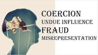 Coercion Undue Influence Fraud Misrepresentation  Indian Contract Act 1872  Law Guru [upl. by Idnir]