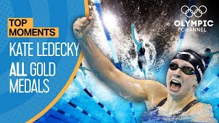 Katie Ledecky  ALL Gold Medal Races  Top Moments [upl. by Kynan]