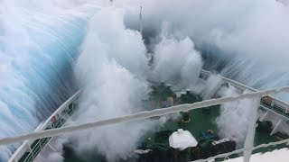 Ship in Storm  Cruise Ship Climbing Up Big Waves [upl. by Barbey514]