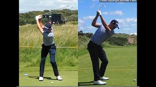 Justin Thomas golf swing  Long Iron faceon amp downtheline July 2017 [upl. by Pine]