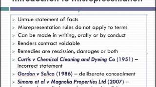 Misrepresentation Lecture 1 of 4 [upl. by Jason6]