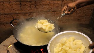 Boiled Manioc Cassava with Coconut and Lunu miris [upl. by Aisila219]