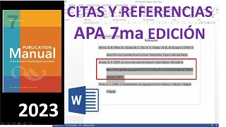 CITAS Y REFERENCIAS según NORMAS APA 7ma EDICIÓN plantilla gratis [upl. by Anael235]